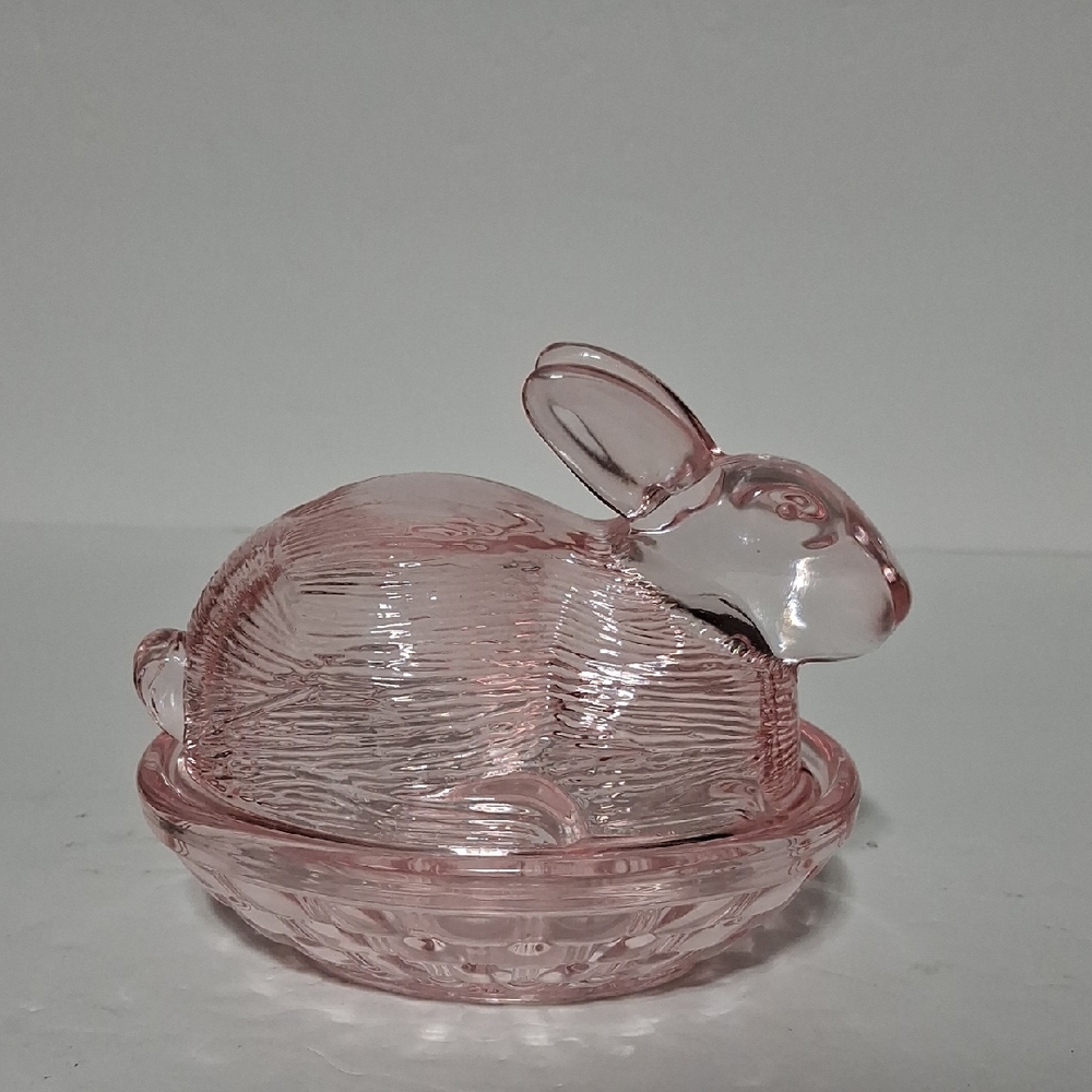 Pink Glass Bunny Dish